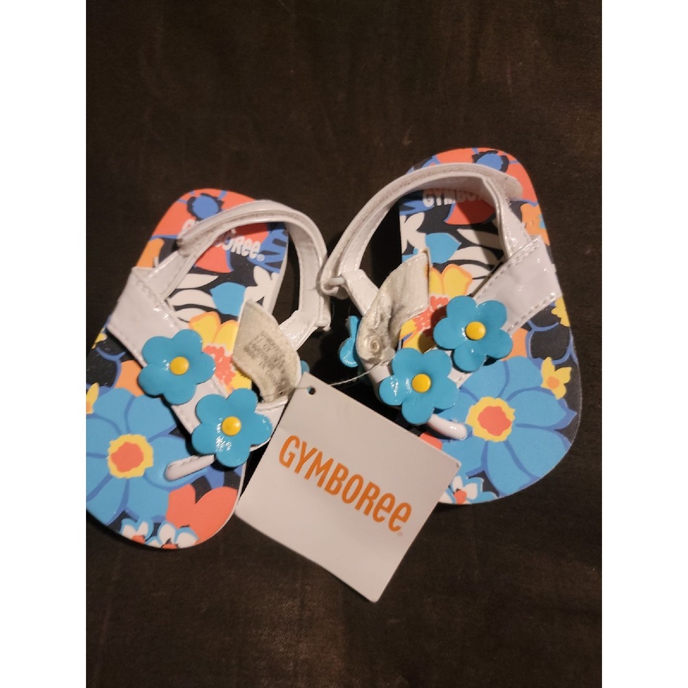 Gymboree tropical bloom flip flops floral size 3 4 baby nwt
